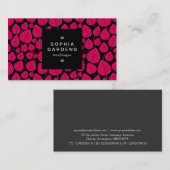 Square Label 01a - Leaf muster 02 - Neon Red Visitenkarte (Vorne/Hinten)