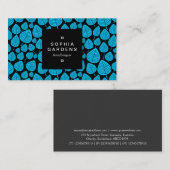 Square Label 01a - Leaf muster 02 - Sky Blue Visitenkarte (Vorne/Hinten)