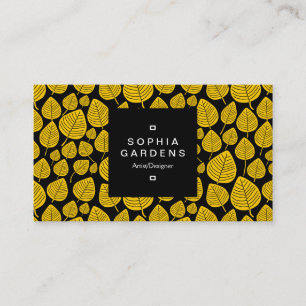 Square Label 01a - Leaf pattern 02 - Amber Visitenkarte
