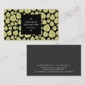 Square Label 01a - Leaf pattern 02 - Chalk Yellow Visitenkarte (Vorne/Hinten)