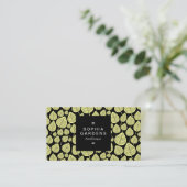 Square Label 01a - Leaf pattern 02 - Chalk Yellow Visitenkarte (Stehend Vorderseite)