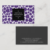 Square Label 01a - Leaf pattern 02 - Deep Lila Visitenkarte (Vorne/Hinten)