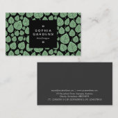 Square Label 01a - Leaf pattern 02 - Faded Green Visitenkarte (Vorne/Hinten)