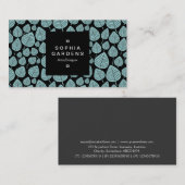 Square Label 01a - Leaf pattern 02 - Lt Blue Green Visitenkarte (Vorne/Hinten)