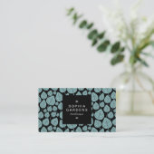 Square Label 01a - Leaf pattern 02 - Lt Blue Green Visitenkarte (Stehend Vorderseite)