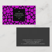 Square Label 01a - Leaf pattern 02 - Magenta Visitenkarte (Vorne/Hinten)