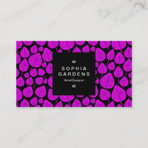 Square Label 01a - Leaf pattern 02 - Magenta Visitenkarte