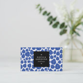 Square Label 01a - Leaf pattern 02 - Navy Visitenkarte (Stehend Vorderseite)
