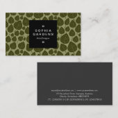 Square Label 01a - Leaf pattern 02 - Olive Shades Visitenkarte (Vorne/Hinten)