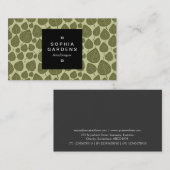 Square Label 01a - Leaf pattern 02 - Olive Shades Visitenkarte (Vorne/Hinten)