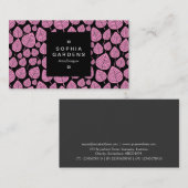 Square Label 01a - Leaf pattern 02 - Pink Visitenkarte (Vorne/Hinten)