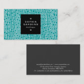 Square Label 01a - Linien - Weiß auf DP Türkis Visitenkarte (Vorne/Hinten)