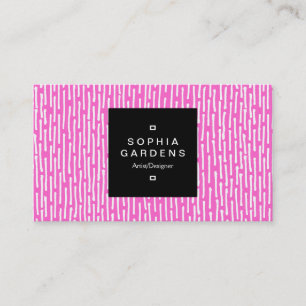 Square Label 01a - Linien - Weiß auf Rosa Visitenkarte