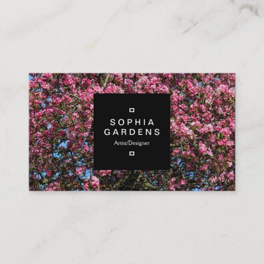Square Label 01a - Pink Cherry Blossom Visitenkarte (Vorderseite)