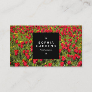 Square Label 01a - Red Tulips Visitenkarte