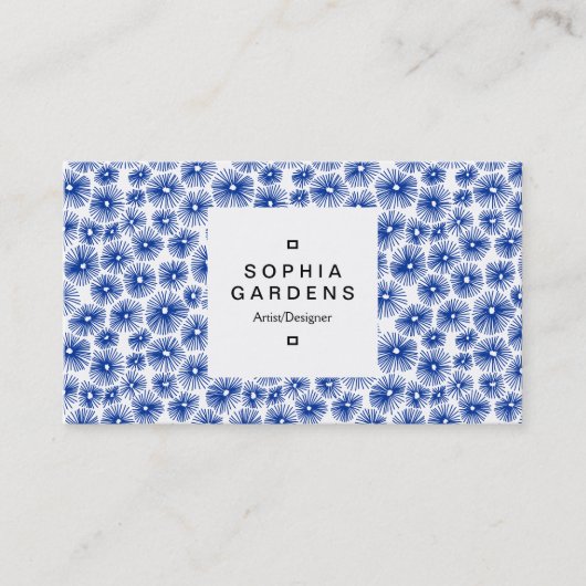 Square Label 03a - 101115 - Navy Blue on White Visitenkarte (Vorderseite)