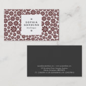 Square Label 03a - 8 Petals - Dunkelbraun auf Weiß Visitenkarte (Vorne/Hinten)