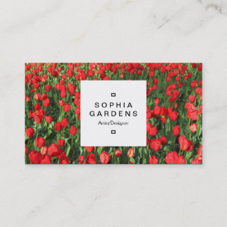 Square Label 03a - Bed of Red Tulips 02 Visitenkarte