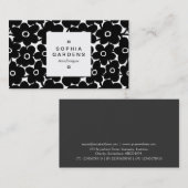 Square Label 03a - Bold Blume - Black Visitenkarte (Vorne/Hinten)