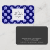 Square Label 03a - Chrysanthemum Pattern DP Navy Visitenkarte (Vorne/Hinten)
