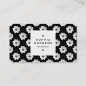 Square Label 03a - Dahlia Pattern Black Visitenkarte (Vorderseite)