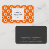 Square Label 03a - Dahlia Pattern Orange Visitenkarte (Vorne/Hinten)