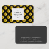 Square Label 03a - Daisy Pattern - Amber auf Black Visitenkarte (Vorne/Hinten)