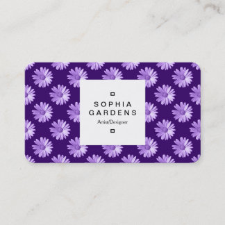 Square Label 03a - Daisy Pattern - Lila Visitenkarte