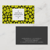 Square Label 03a - Leaf muster 02 - Gelb Visitenkarte (Vorne/Hinten)