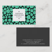 Square Label 03a - Leaf muster 02 - Türkis Visitenkarte (Vorne/Hinten)