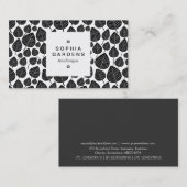 Square Label 03a - Leaf pattern 02 - Black Visitenkarte (Vorne/Hinten)