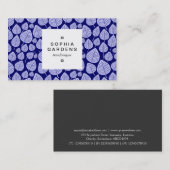 Square Label 03a - Leaf pattern 02 - Blue Shades Visitenkarte (Vorne/Hinten)