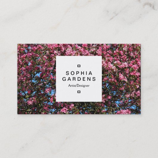 Square Label 03a - Pink Cherry Blossom Visitenkarte (Vorderseite)