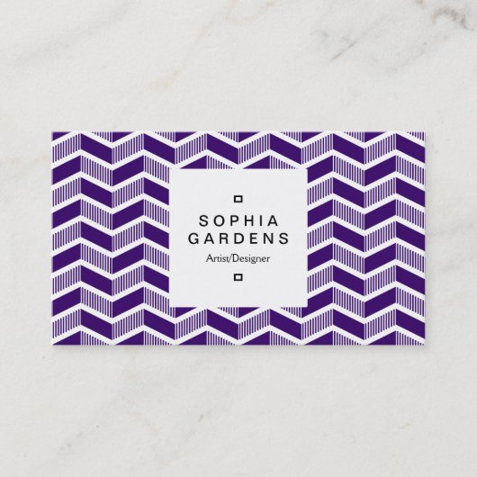 Square Label 03a - Schattierte Chevrons - DP Lila Visitenkarte (Vorderseite)