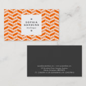 Square Label 03a - Schattige Chevrons - Orange Visitenkarte (Vorne/Hinten)