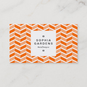 Square Label 03a - Schattige Chevrons - Orange Visitenkarte