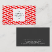 Square Label 03a - Schattige Chevrons - Rot Visitenkarte (Vorne/Hinten)
