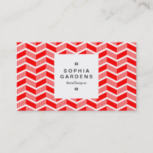 Square Label 03a - Schattige Chevrons - Rot Visitenkarte