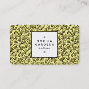 Square Label 04 - Bark Cloth Pattern - Lt Yellow Visitenkarte