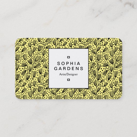 Square Label 04 - Bark Cloth Pattern - Lt Yellow Visitenkarte (Vorderseite)