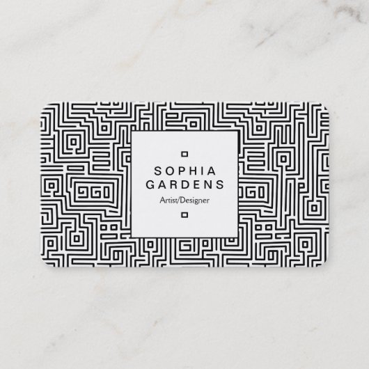 Square Label 04 - Kuba Maze Pattern Visitenkarte (Vorderseite)
