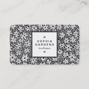 Square Label 05 - Blume Muster Visitenkarte