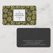 Square Label 05 - Blume Pattern - Gelb Visitenkarte (Vorne/Hinten)