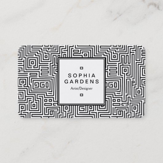 Square Label 05 - Kuba Maze Pattern Visitenkarte (Vorderseite)