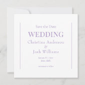 Square Lavender Wedding Save the Date Einladung (Vorderseite)