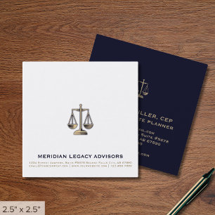 Square Legal Justice Scale Logo Business Card Quadratische Visitenkarte