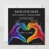 🌈 ❤️ Square LGBTQ Herz der Hochzeit Save The Date (Vorderseite)