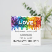 🌈 🐦 Square LGBTQ mit Liebe-Hochzeit bemalt Save The Date (Stehend Vorderseite)