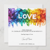 🌈 🐦 Square LGBTQ mit Liebe-Hochzeit bemalt Save The Date (Rückseite)