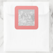 Square Light Coral Border Foto Quadratischer Aufkleber (Tasche)